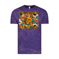 Cloud Purple sunflower gemstone leopard cowhide horseshoe Vintage Tee - Artiststas