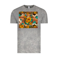 Cloud Rock sunflower gemstone leopard cowhide horseshoe Vintage Tee - Artiststas