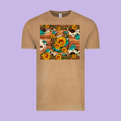 Sunflower Gemstone Leopard Cowhide Horseshoe Vintage Tee Designed By Artiststas