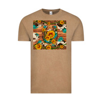 Vintage Coffee sunflower gemstone leopard cowhide horseshoe Vintage Tee - Artiststas