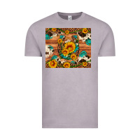 Vintage Zinc sunflower gemstone leopard cowhide horseshoe Vintage Tee - Artiststas
