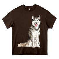 Chocolate Brown husky Heavy Core Tee - RanaPortraitStore