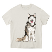 Cream husky Heavy Core Tee - RanaPortraitStore