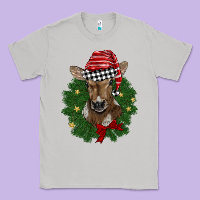 Christmas Wreath Baby Calf Classic Tee Designed By Barkaloodesign