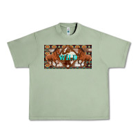 Oil Green aztec horses and wild with cowhide license plate template Urban Heavy Tee - Artiststas