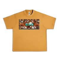 Peanut Butter aztec horses and wild with cowhide license plate template Urban Heavy Tee - Artiststas