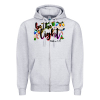 Heather Grey be the light matthew 5 14 Zipper Hoodie - MaliasSmallBusiness