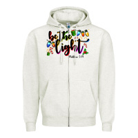 Oatmeal Heather be the light matthew 5 14 Zipper Hoodie - MaliasSmallBusiness