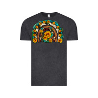 Vintage Black sunflower gemstone leopard cowhide horseshoe rainbow Vintage Tee - Artiststas