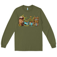 Army Green sunflower gemstone coffee Long Sleeve Tee - JahusDesignShop