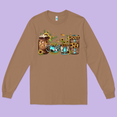 Sunflower Gemstone Coffee Long Sleeve Tee Designed By Jahusdesignshop