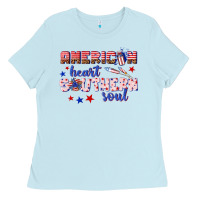 Baby Blue American heart southern soul Ladies Tee - texasbilliewilder