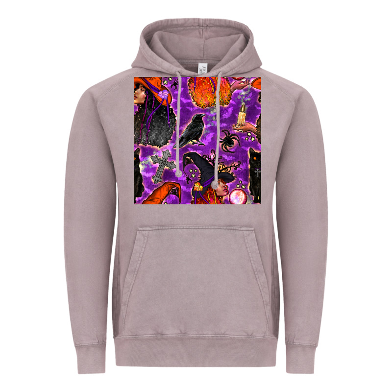 Halloween Witch Seamless Pattern Vintage Hoodie by BundleAndBundleShop | Teevron