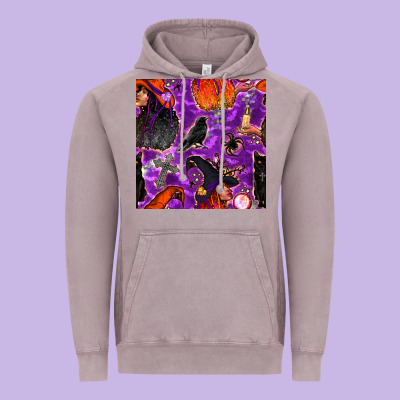 Halloween Witch Seamless Pattern Vintage Hoodie Designed By Bundleandbundleshop