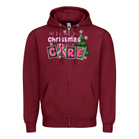 Burgundy all i want for is a care Zipper Hoodie - MaliasSmallBusiness
