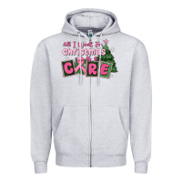 Heather Grey all i want for is a care Zipper Hoodie - MaliasSmallBusiness