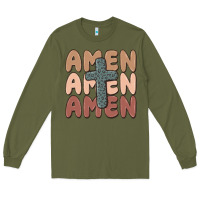 Army Green amen Long Sleeve Tee - MaliasSmallBusiness