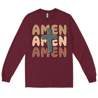 Burgundy amen Long Sleeve Tee - MaliasSmallBusiness