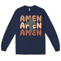 Navy amen Long Sleeve Tee - MaliasSmallBusiness