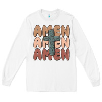 White amen Long Sleeve Tee - MaliasSmallBusiness