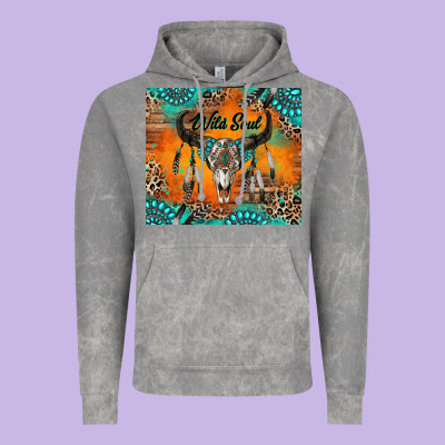 Wild Soul Boho Bull Skull Vintage Hoodie Designed By Ranaportraitstore