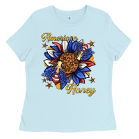 Baby Blue American honey with bee Ladies Tee - texasbilliewilder
