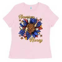 Bubblegum Pink American honey with bee Ladies Tee - texasbilliewilder