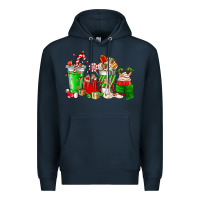 Navy Christmas coffee cup Premium Hoodie - NancyCooperArtShop