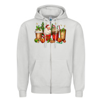 Dove Grey Christmas Santa coffee cups Zipper Hoodie - MaliasSmallBusiness
