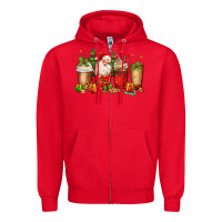 Red Christmas Santa coffee cups Zipper Hoodie - MaliasSmallBusiness