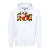 White Christmas Santa coffee cups Zipper Hoodie - MaliasSmallBusiness