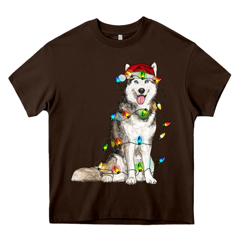 Husky With Christmas Lights Heavy Core Tee by RanaPortraitStore | Teevron