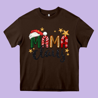 Mama Claus Christmas Heavy Core Tee Designed By Barkaloodesign