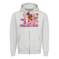 My First Christmas Pink Reindeer Zipper Hoodie | Teevron