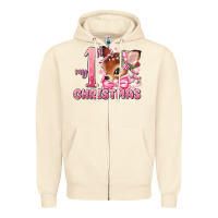 Sandshell my first christmas pink reindeer Zipper Hoodie - MaliasSmallBusiness
