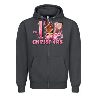 Smoke my first christmas pink reindeer Zipper Hoodie - MaliasSmallBusiness