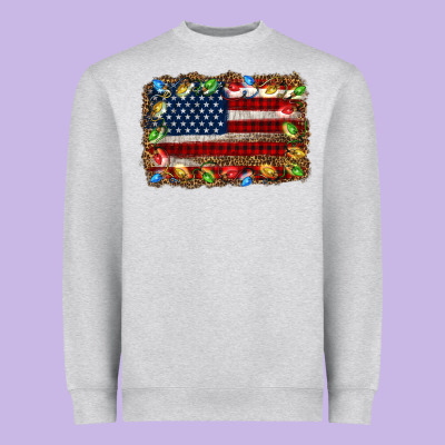 Christmas American Flag Background Heavyweight Sweatshirt Designed By Jasminsmagicworld