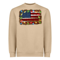 Mushroom christmas american flag background Heavyweight Sweatshirt - Jasminsmagicworld