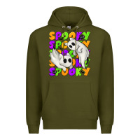 Army Green Spooky with Ghost Cats Premium Hoodie - texasbilliewilder