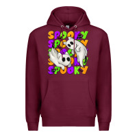 Burgundy Spooky with Ghost Cats Premium Hoodie - texasbilliewilder
