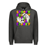Charcoal Heather Spooky with Ghost Cats Premium Hoodie - texasbilliewilder
