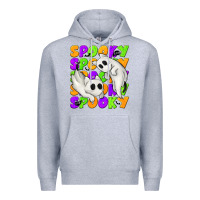 Heather Grey Spooky with Ghost Cats Premium Hoodie - texasbilliewilder