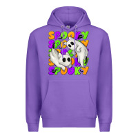 Purple Spooky with Ghost Cats Premium Hoodie - texasbilliewilder