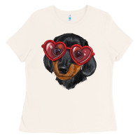 Dachshund With Love Glasses Ladies Tee | Teevron