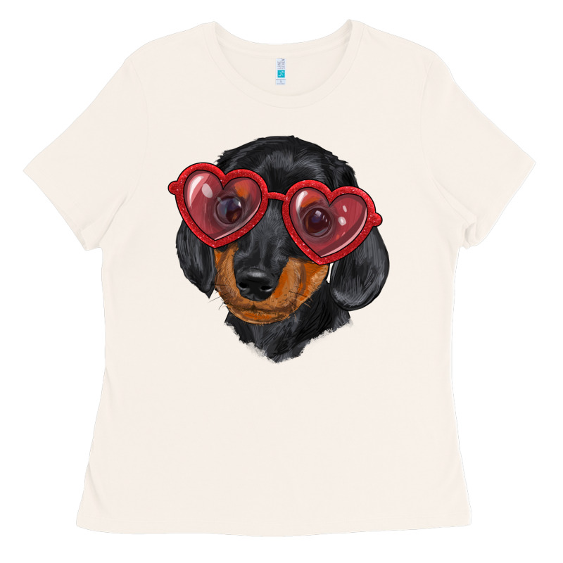 Dachshund With Love Glasses Ladies Tee by RanaPortraitStore | Teevron