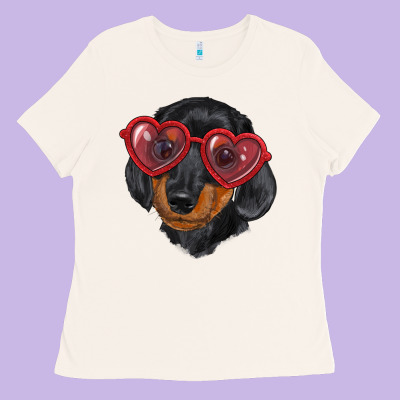 Dachshund With Love Glasses Ladies Tee Designed By Ranaportraitstore
