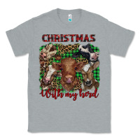 Heather Grey christmas with my herd cows Classic Tee - BarkalooDesign