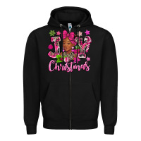 Black pink christmas joy black woman Zipper Hoodie - MaliasSmallBusiness