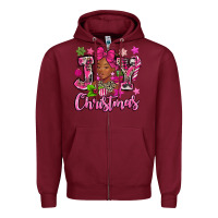 Burgundy pink christmas joy black woman Zipper Hoodie - MaliasSmallBusiness
