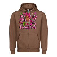 Chestnut pink christmas joy black woman Zipper Hoodie - MaliasSmallBusiness